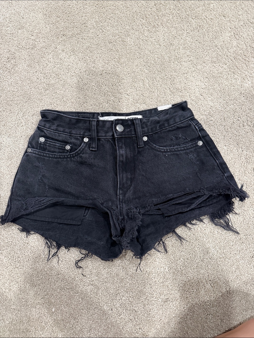 Lovers + Friends Black Distressed Denim Cutoff Shorts